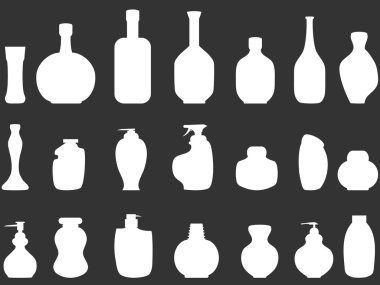 Beyaz banyo siluetleri şişe