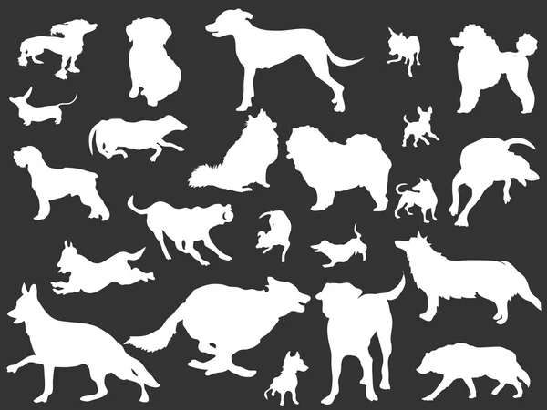 White dogs silhouettes — Stock Vector