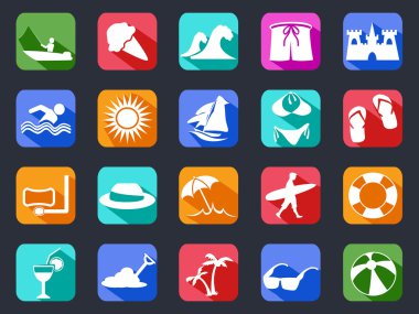 Yaz plaj Icons set