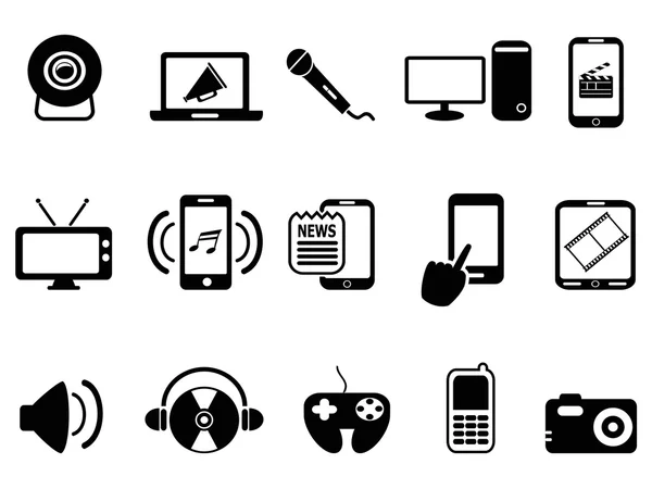 Set icone dei media mobili — Vettoriale Stock