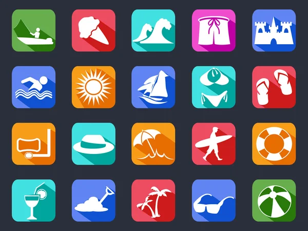 Yaz plaj Icons set — Stok Vektör