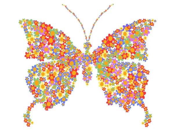 Tvar motýla s květinami — Stockový vektor