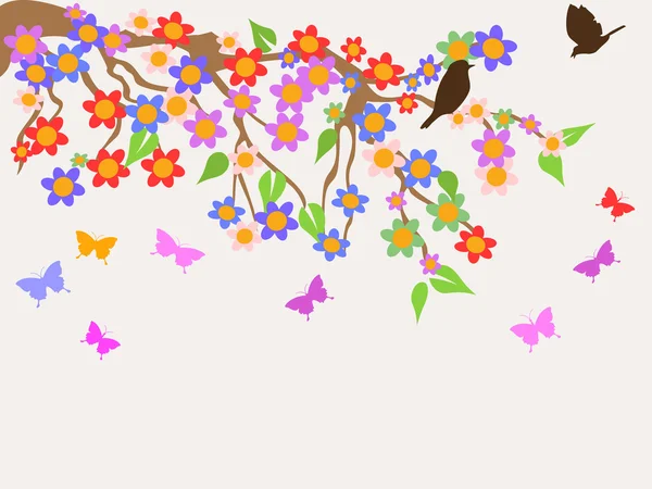 Arbre à fleurs printanières — Image vectorielle