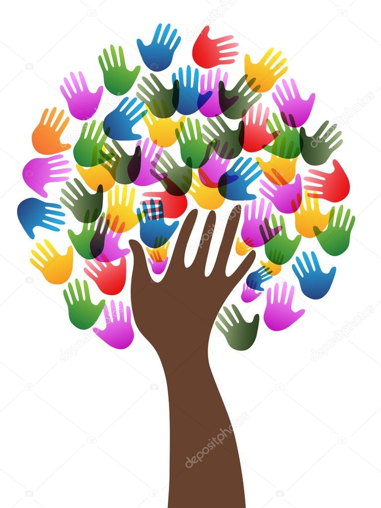 Hands tree background