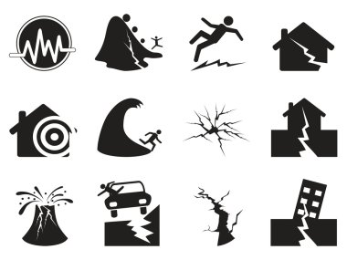 Siyah deprem Icons set
