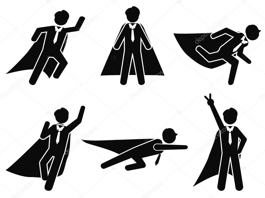 Super businessman stick figure pictograms
