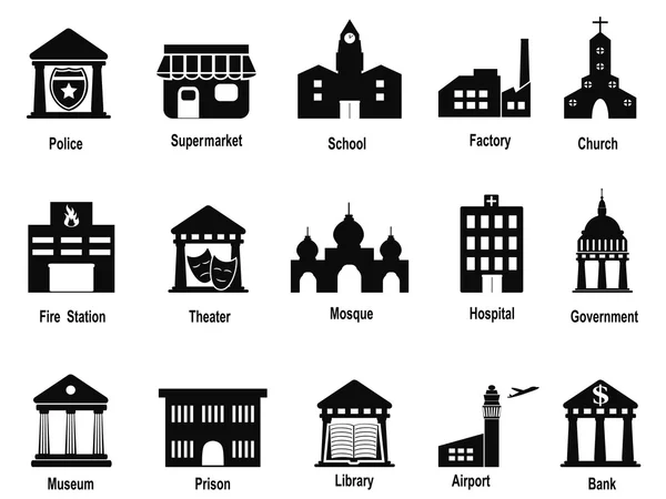 Icônes de bâtiment du gouvernement — Image vectorielle