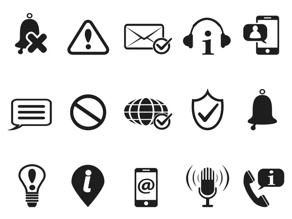 Iconos de notificación e información en negro — Archivo Imágenes Vectoriales