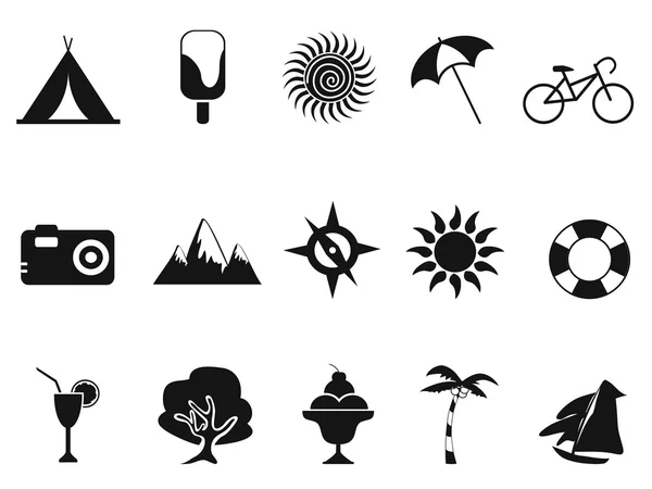 Black summer icons — Stock Vector