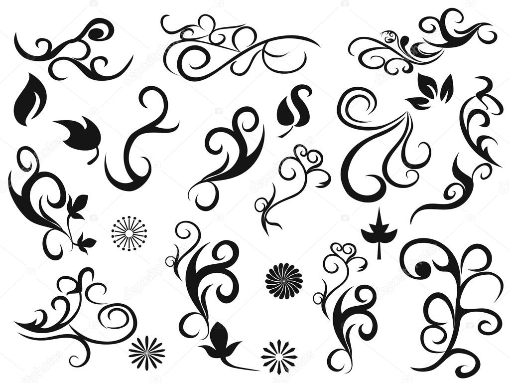 swirling decorative floral elements