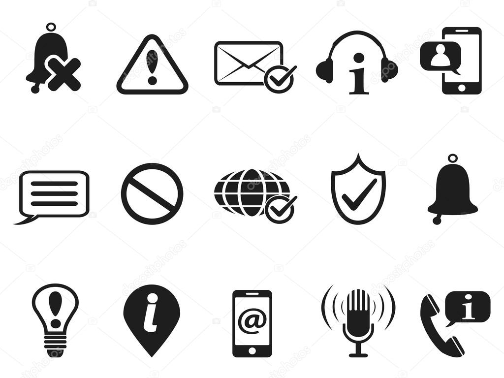 black notification and information icons