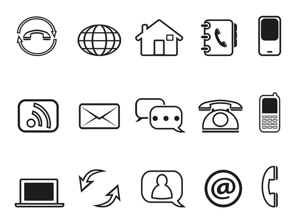 Conjunto de iconos de contorno de contacto — Vector de stock