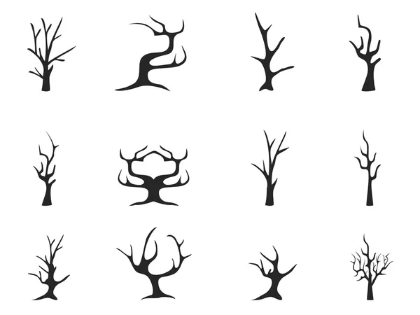 Iconos de árbol negro muerto — Archivo Imágenes Vectoriales