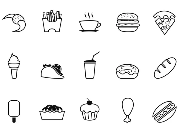 Set icone di contorno fast food — Vettoriale Stock