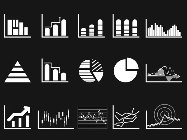 White graph chart icons — Stock Vector