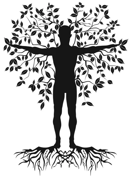 Silhouette of human tree — Stock Vector