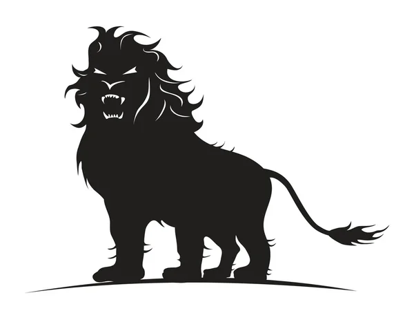 Silhouette of standing lion — Stock Vector