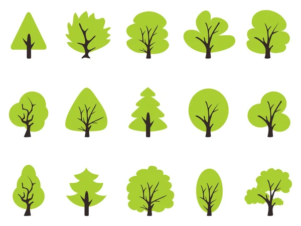 Set icone albero verde — Vettoriale Stock