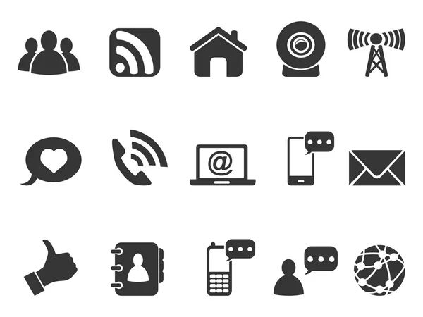 Black internet communication icons — Stock Vector