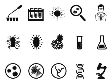 Siyah Mikrobiyoloji Icons set