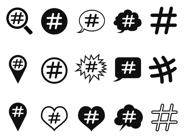 Hashtag, ensemble d'icônes des médias sociaux — Image vectorielle