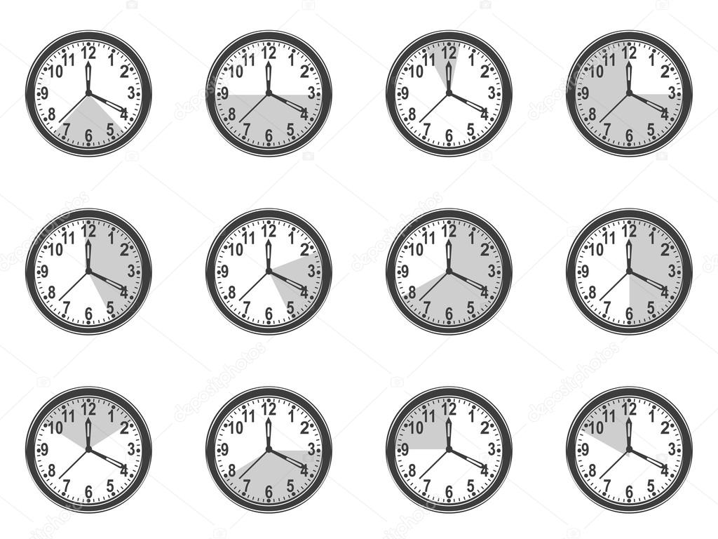 Clock measure icons set