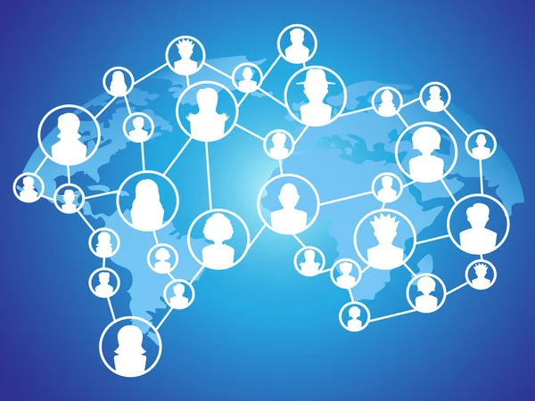 Tecnologia globale social network — Vettoriale Stock