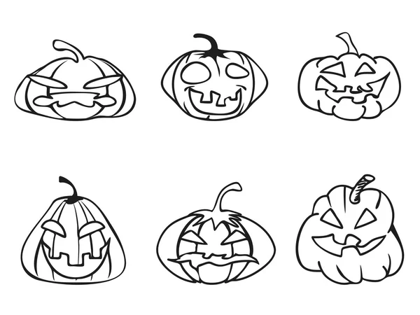 Halloween citrouille esquisse contour icônes — Image vectorielle