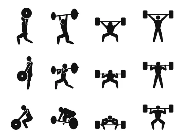 Symbole für das Gewichtheben gesetzt — Stockvektor