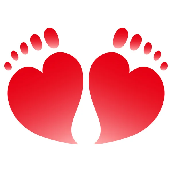 Pies pata corazones — Vector de stock