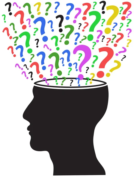 Head opened with question marks — Stock Vector