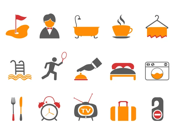 Conjunto de iconos de hotel naranja — Vector de stock