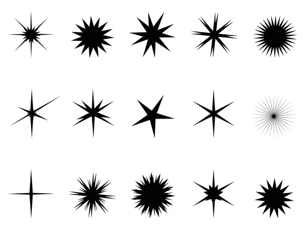 Black star rays set — Stock Vector