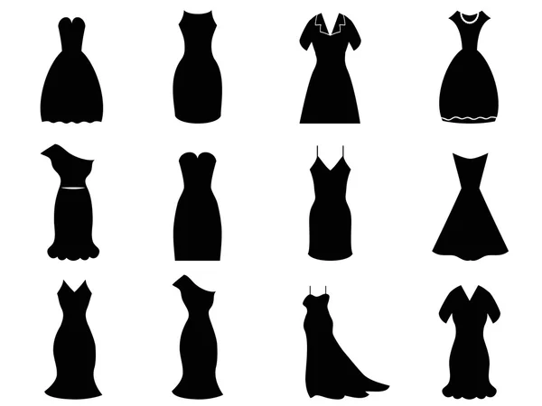 Mujer vestido iconos — Archivo Imágenes Vectoriales