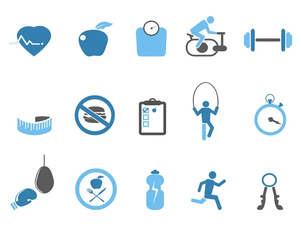 Blue fitness icons — Stock Vector