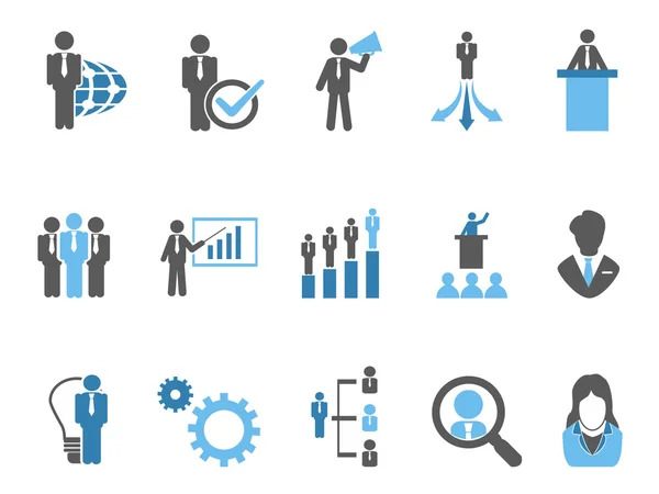 Icone blu di gestione aziendale — Vettoriale Stock