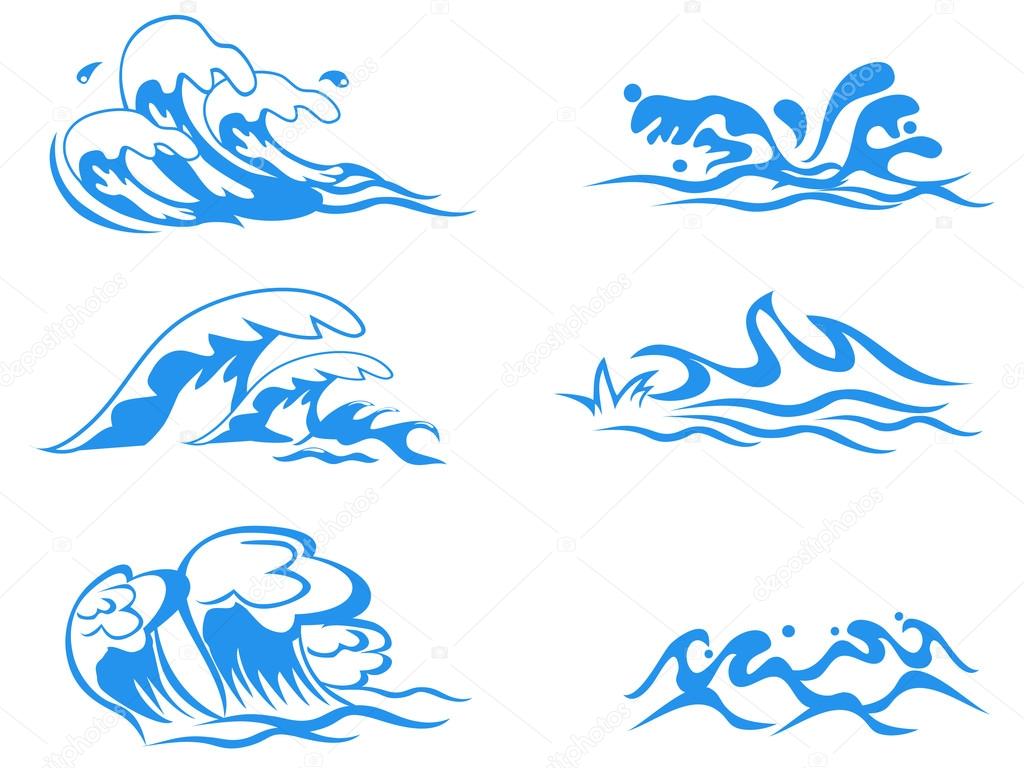 Sea and ocean waves set