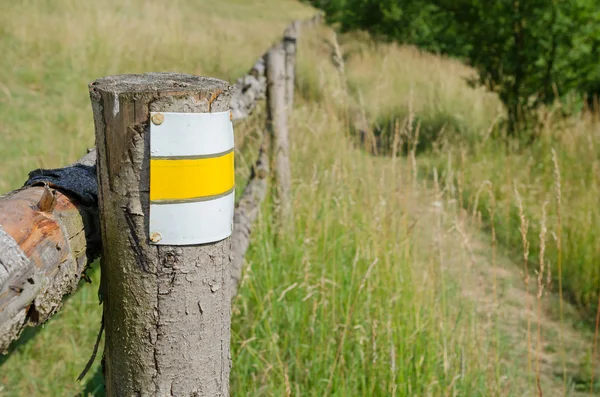 Summer landscape with trail symbol — Stock Photo, Image