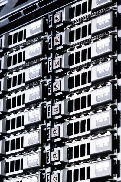 Row Hard Drives Serving Data Storage Server Room — Stock Photo, Image