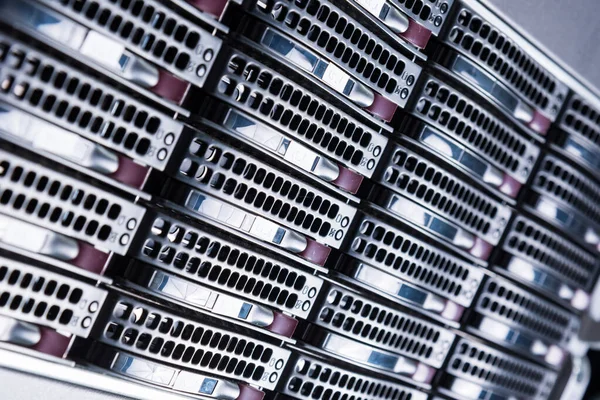 Rij Harde Schijven Die Dienen Als Data Opslag Serverruimte — Stockfoto