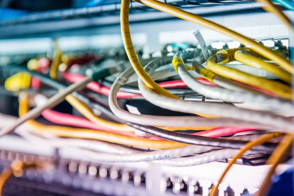 Detail Server Patch Cables Plugged Ethernet Ports — Stock Photo, Image