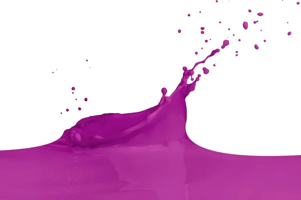 Pintura Violeta Espirrando Isolado Branco — Fotografia de Stock