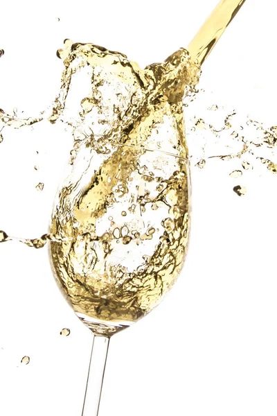 Spruzzi Vino Bianco Isolato Bianco — Foto Stock