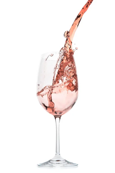 Éclaboussures Vin Rose Sur Fond Blanc — Photo