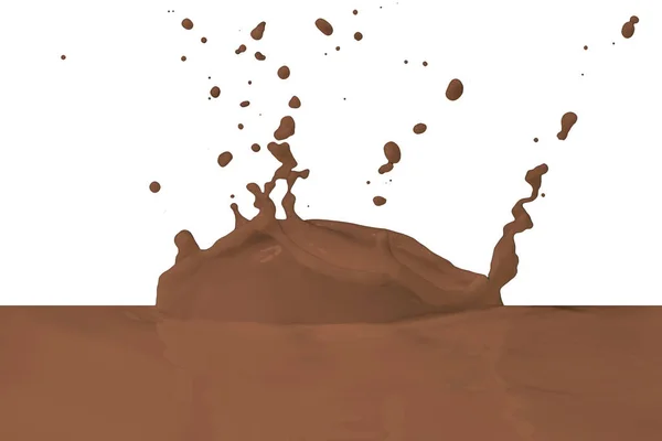 在白色背景上分离的巧克力牛奶飞溅 — 图库照片