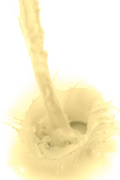 白い背景にバニラ風味のミルクを注ぐ — ストック写真