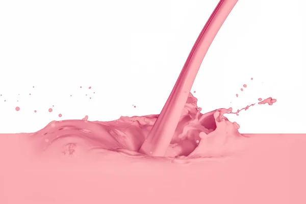 Strawberry Milk Splash Isolated White Background — Stock Photo, Image