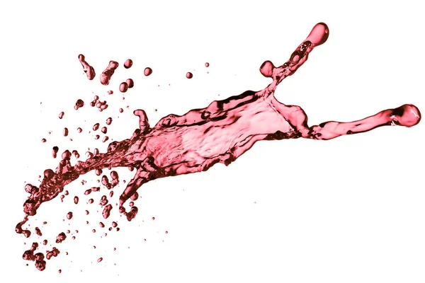 Rött Vin Plask Isolerad Vit Bakgrund — Stockfoto