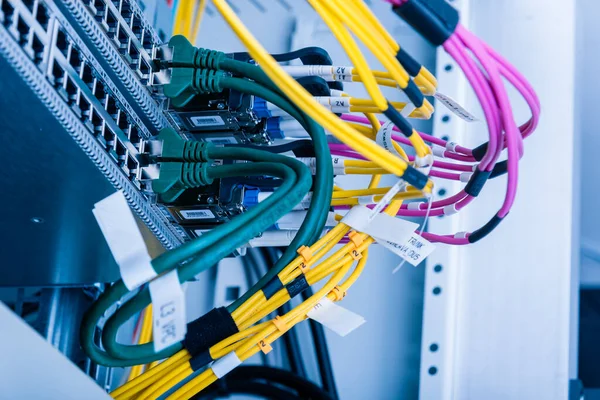 Network Panel Switch Cables Internet Data Center — Stock Photo, Image