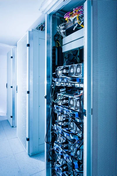 Row Racks Data Storage Hardware Server Room — Stock Photo, Image